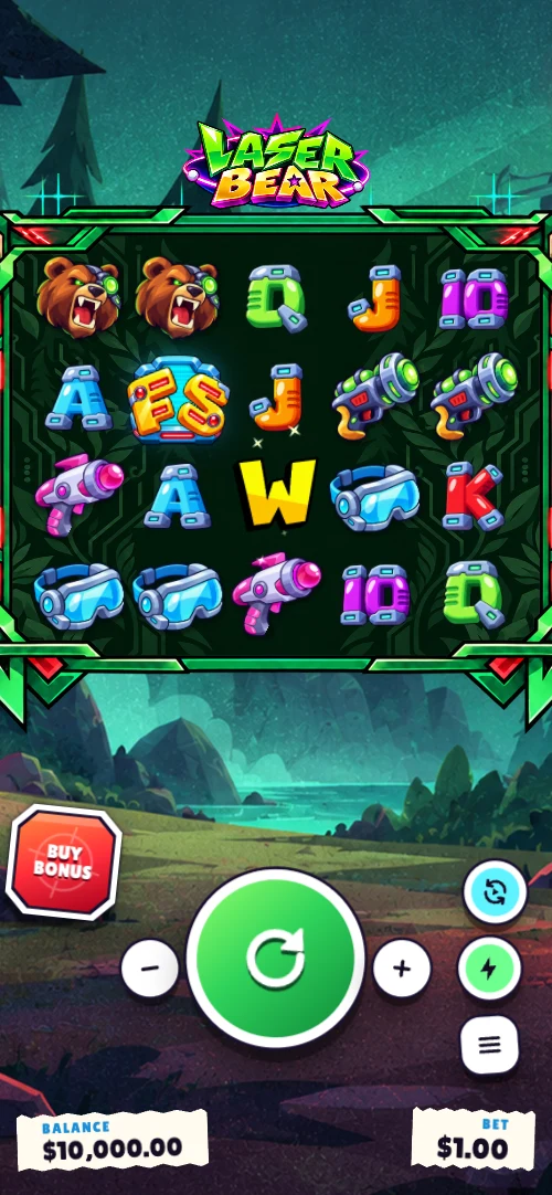 Laser Bear's portrait layout at phone size